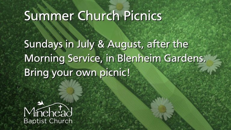 Summer Church Picnics. Sundays in July & August, after the Morning Service, in Blenheim Gardens. Bring your own picnic!